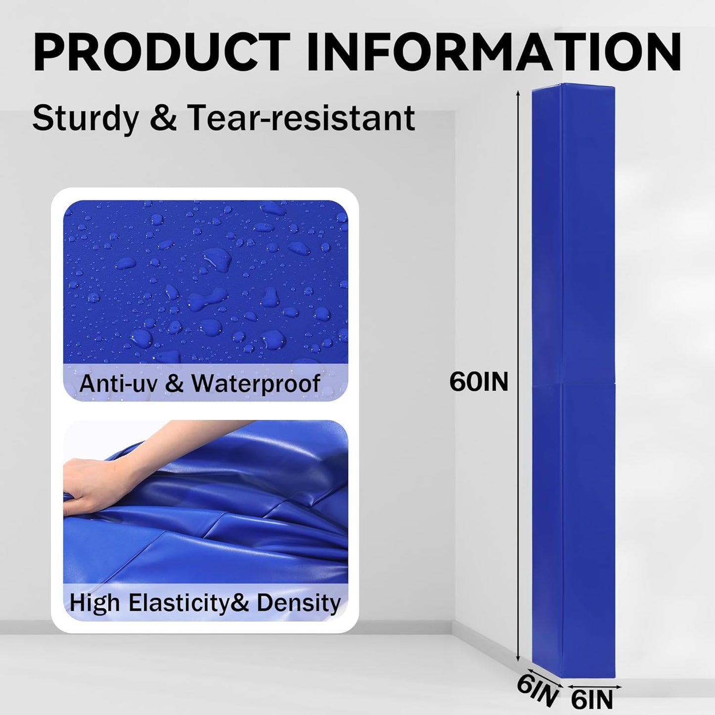 ROYALAY Wall Corner Guard, Heavy Duty Corner Protectors for Safety, Foam Basketball Court, Waterproof 2 Sides Corner Pad for Gyms, Basketball Court, Playrooms, Garages, Blue