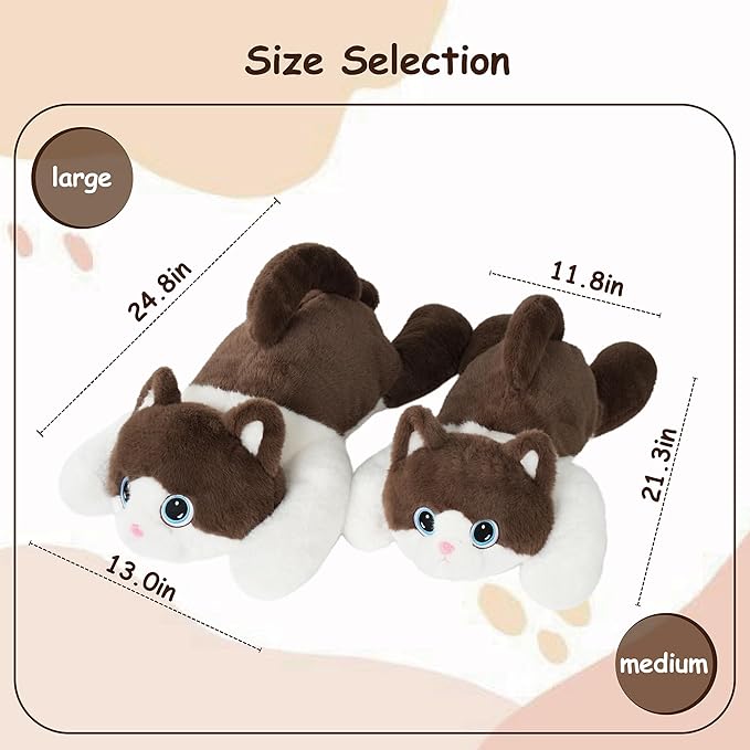 Weighted Stuffed Animals Cat - 21.3" Cute Toy Pillow Plushie Gifts for Kids Boys Girls & Adults, 3 lbs Ultra-Soft Washable Plush Pillowfort