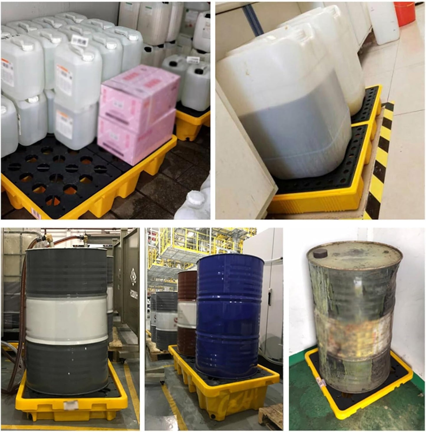 Drum Containment Spill Pallet, Industrial Nestable Oil Drums Leak-Proof Tray, Garage Storage Detachable Anti Slip Polyethylene Platform with Drain (Color : Yellow-1 Pack, Size : 20.9"x16.1"x