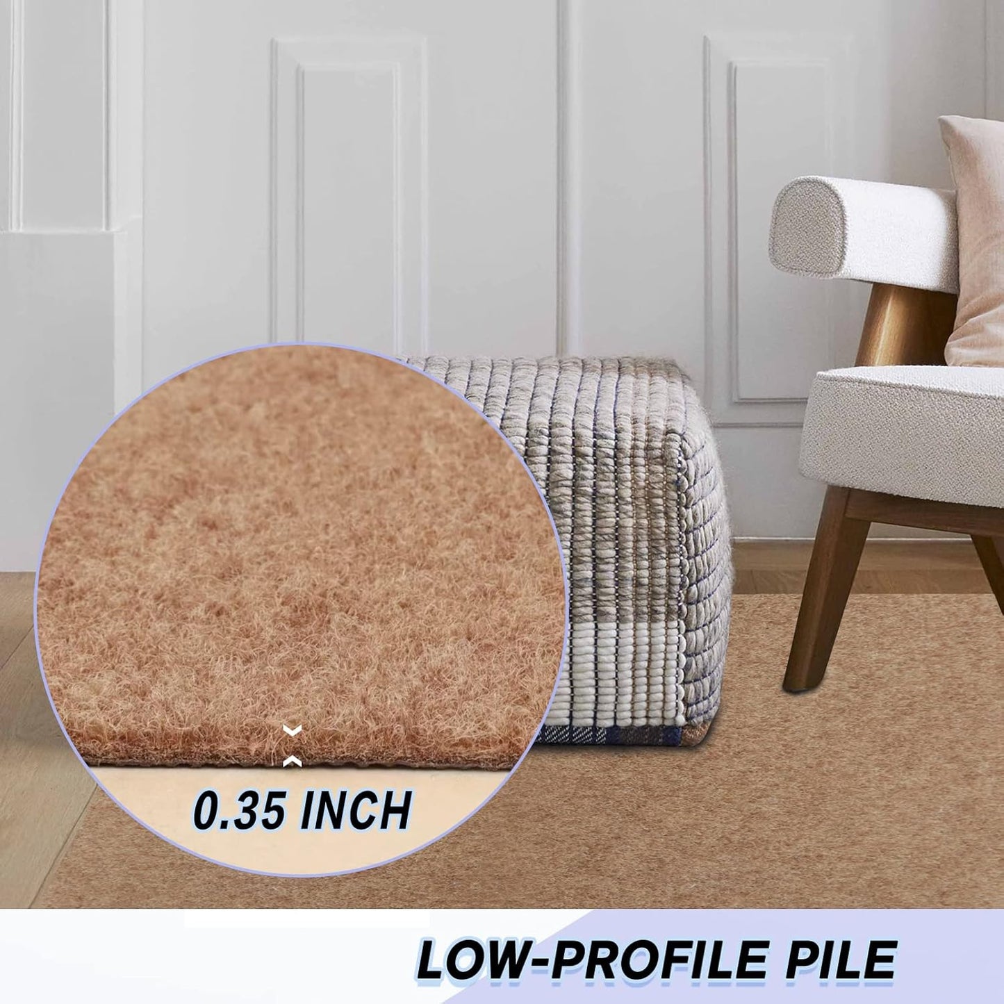 Custom Size Backed Non-Slip Area Rugs Runner, Easy Clean, Waterproof Runner Rugs for Hallway Entryway, Kitchen, Laundry, 4FT x 8FT, Beige