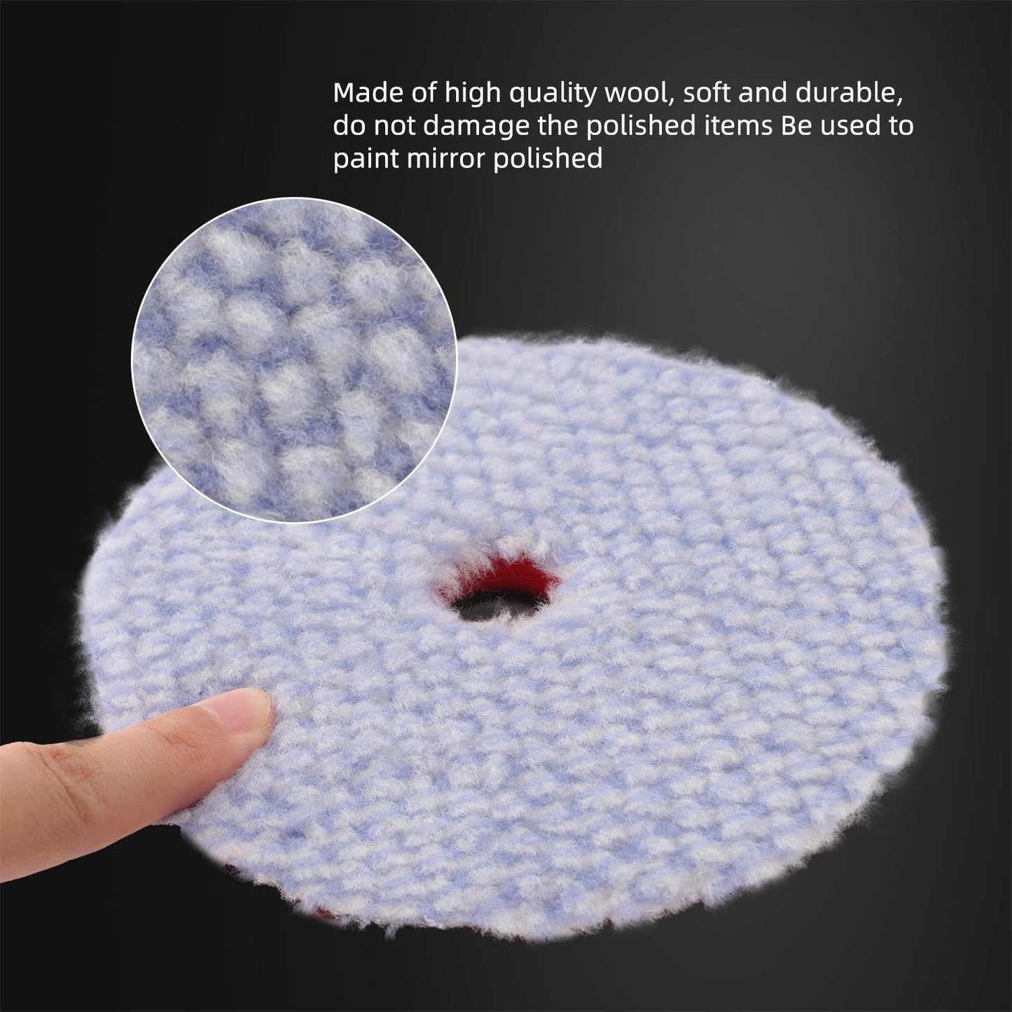 SPTA Wool Polishing Pad, 2Pcs 6''(150mm) Coarse Wool Cutting Pad, Coarse Pad BlueWool Buffing Pads Set with Hook and Loop for Heavy Cut for Car Polisher, Buffing and Polishing