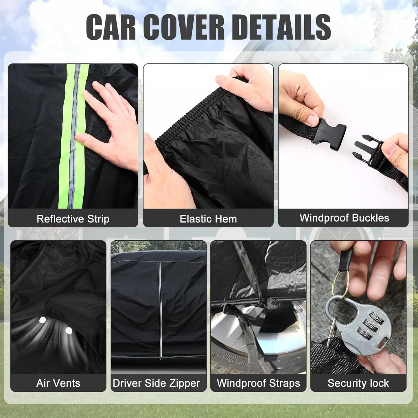 Waterproof Car Cover Compatible with Chevrolet Bolt EV 2017-2025 and 2022-2025 EUV, Polyester with Inner Cotton Liner All Weather Car Covers with Zipper Door for Snow Rain Dust Hail Protection