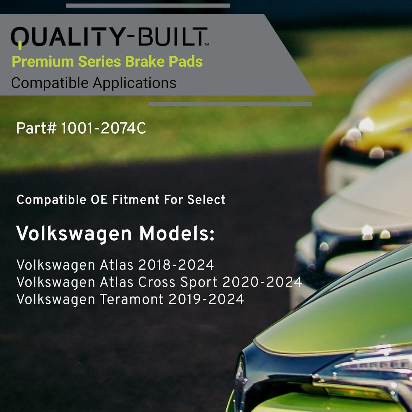 Premium Ceramic Front Brake Pads (1001-2074C) Compatible with Volkswagen Atlas 2018-2024, Volkswagen Atlas Cross Sport 2020-2024, Volkswagen Teramont 2019-2024