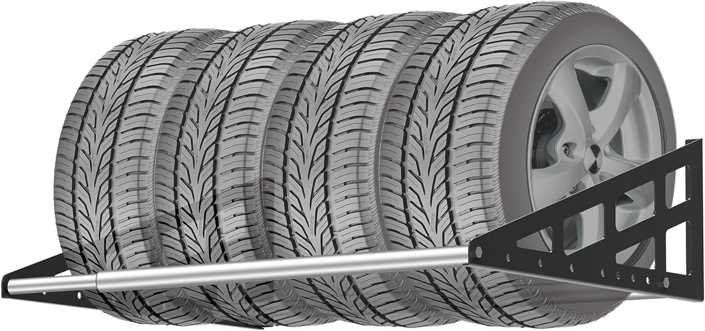 Foozet Tire Rack Wall Mount,Heavy Duty Adjustable 31"-56" Tire Storage Rack, Wheel Racks for Garage with Telescopic Rods, Hanging Garage.
