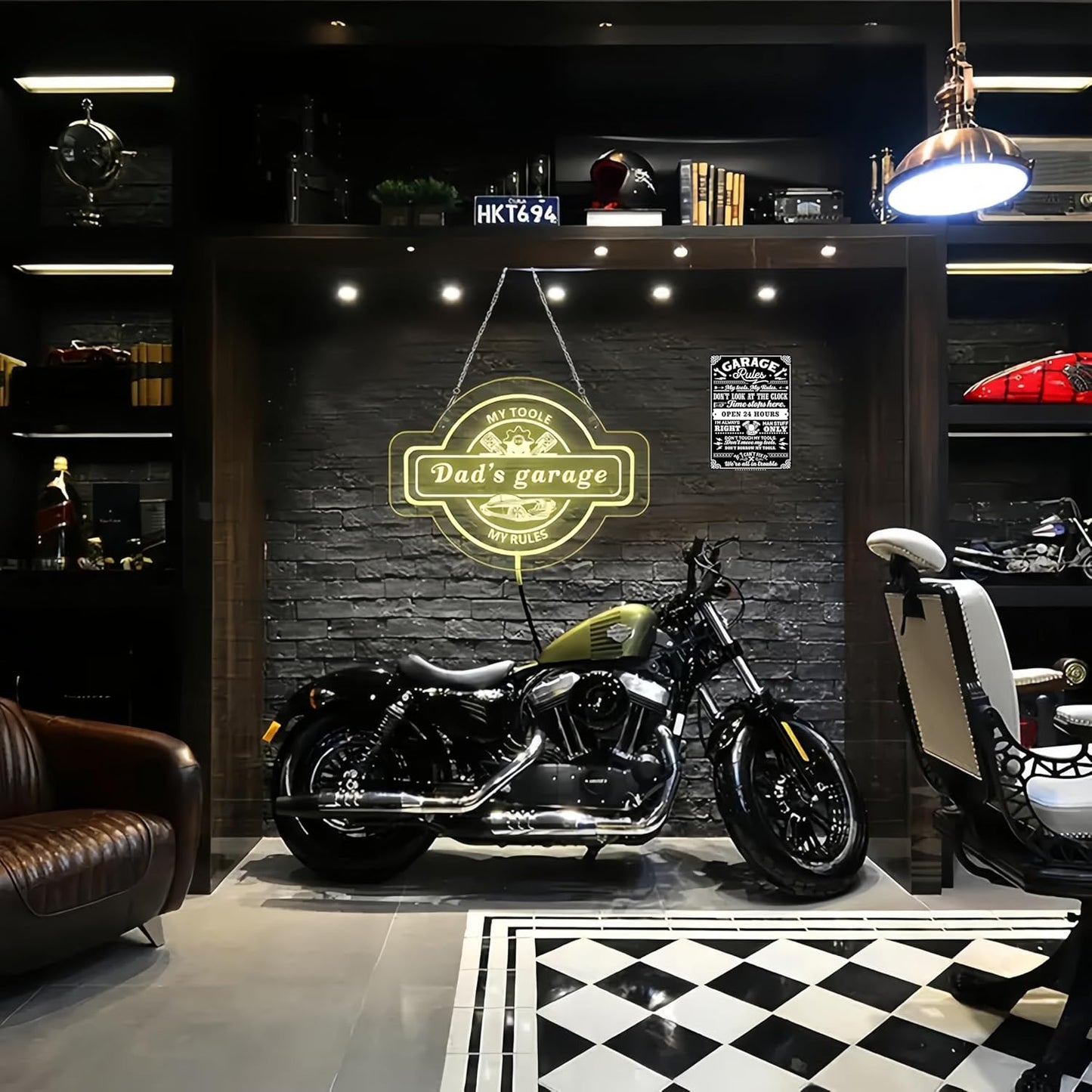 Gifts for Men Dad Husband Funny Garage Rules My Tools My Rules Tin Sign Vintage Metal Wall Art for Garage Workshop Man Cave Decor 8x12 Inch (3705)