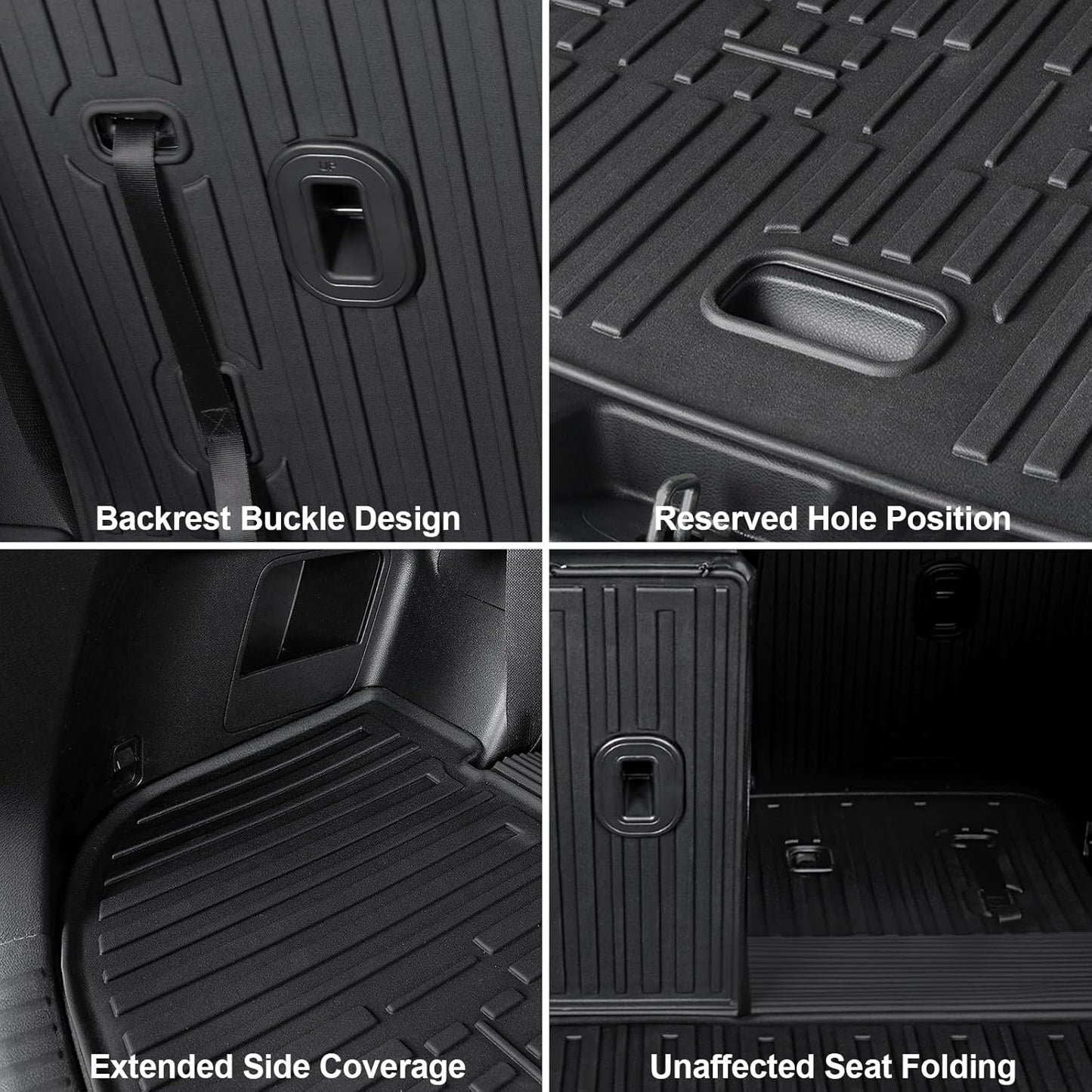 Floor Mats for Kia Telluride 2020-2024 2025 7-seat/8-seat Trunk Mat with Backrest Mat, All Weather TPE Cargo Liner Back Seat Cover Protector for 2025 Kia Telluride Car Accessories