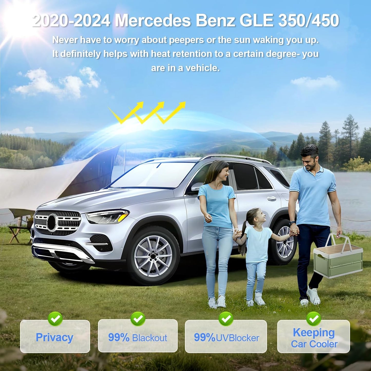 10pcs Car Window Shades for Mercedes Benz GLE 350 450 2020-2024,Windshield Side Rear Full Sunshade,Sun Visor UV Blocking, Privacy Protection and Blackout for Camping Outdoor