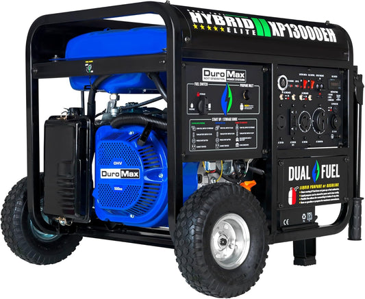 DuroMax XP13000EH 13,000-Watt Dual Fuel Portable Generator - Gas & Propane, Electric Start, Whole Home Backup Power, Transfer Switch Ready, RV & Emergency Ready
