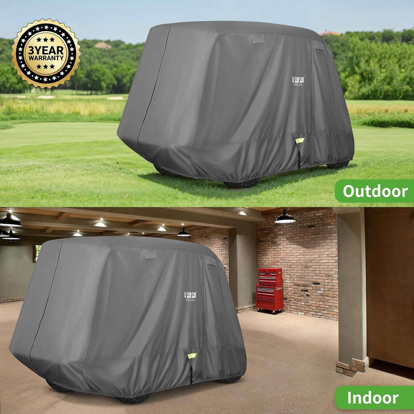 10L0L Heavy Duty Golf Cart Cover for 2/4 Passengers EZGO, Club Car and Yamaha, All Weather Outdoor Protection Weatherproof