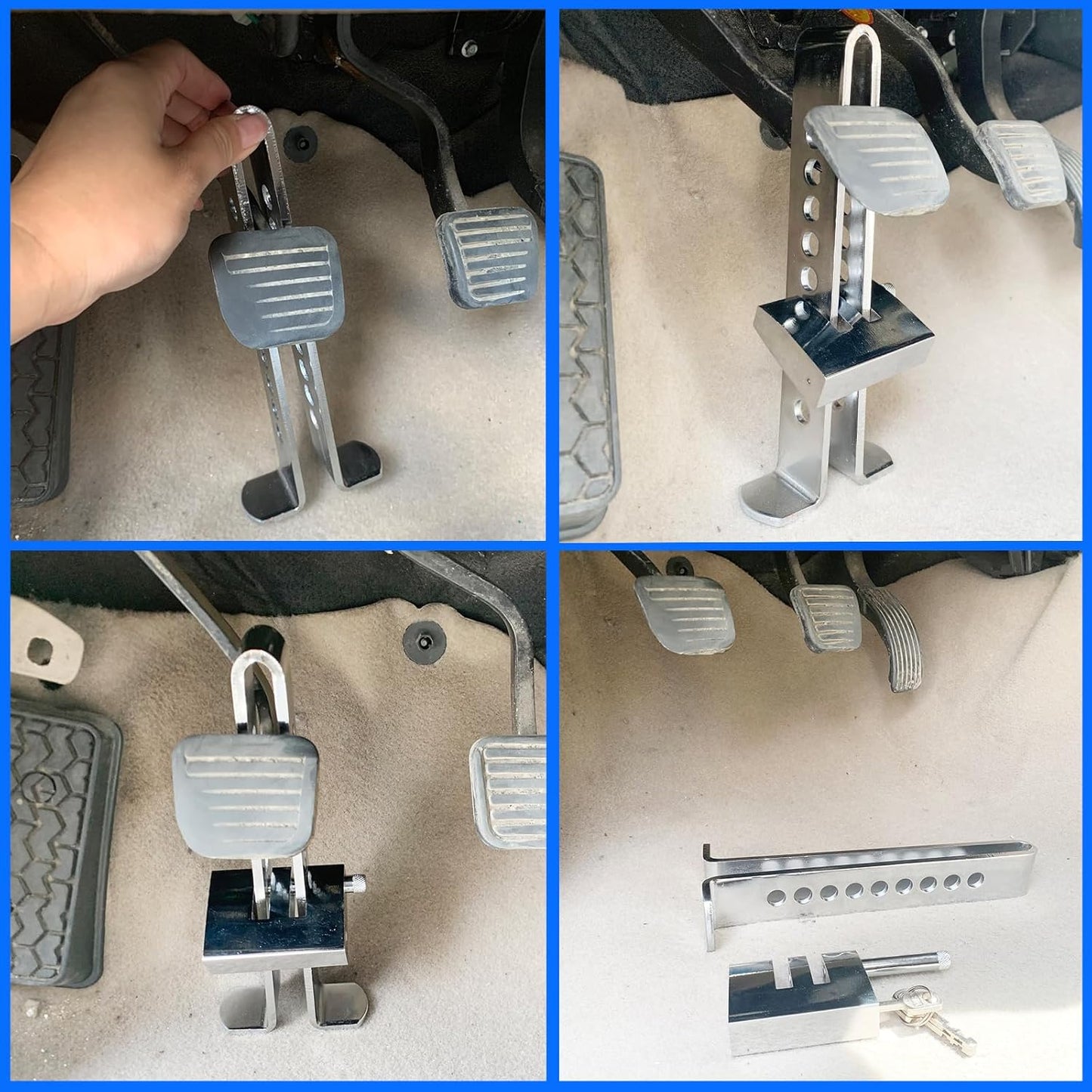 22.5cm Anti-Theft Auto Brake Clutch Lock Stainless Steel Vehicle Security Protection Supplies Car Brake Lock with 3 Keys