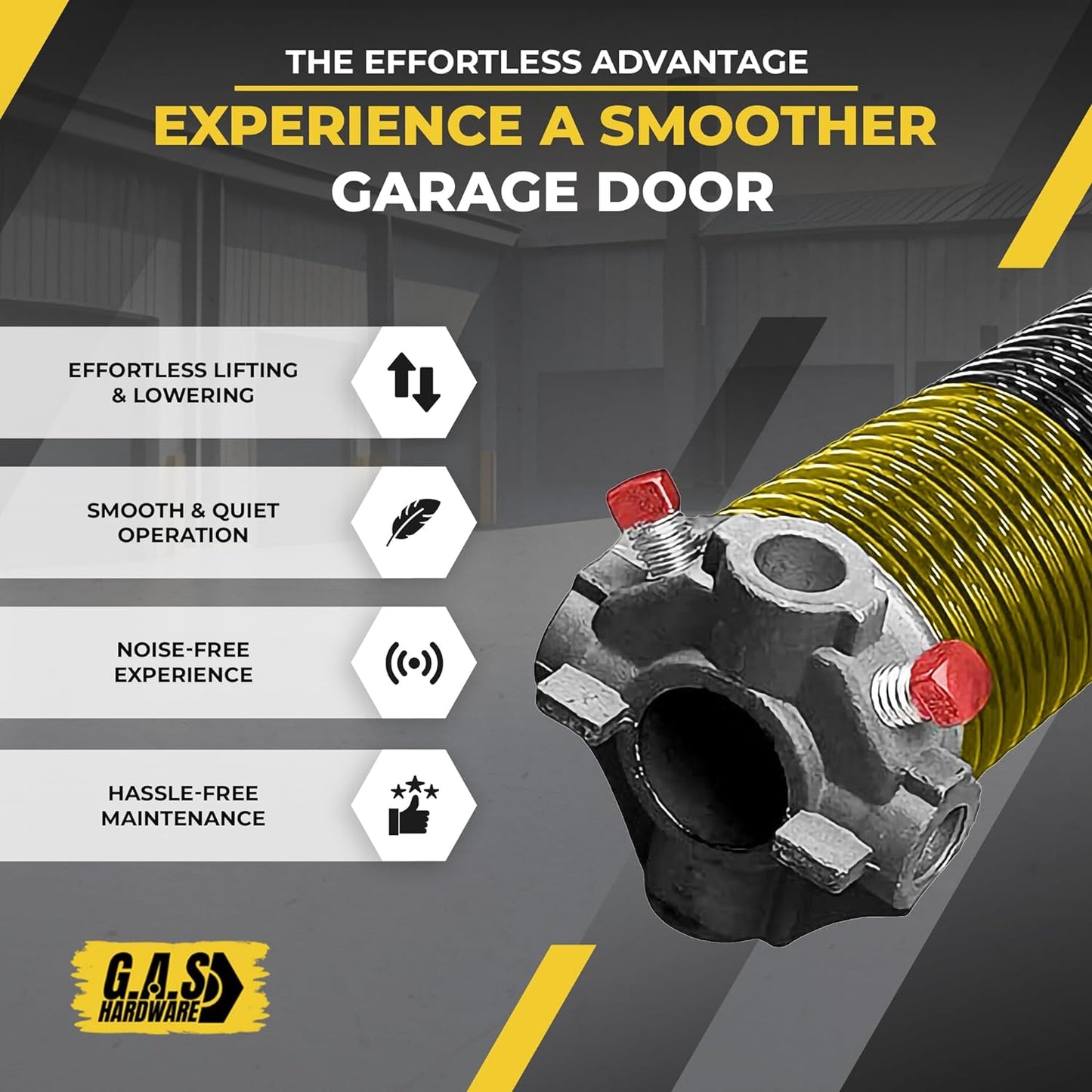 Garage Door Torsion Spring 250x2x26 Torsion Springs for Left Side of Garage Door with 1" Steel Bearing, Gloves, and Winding Bars Precision E-Coating 5-Year Warranty Minimum 30,000 Cycles (Red Cone)