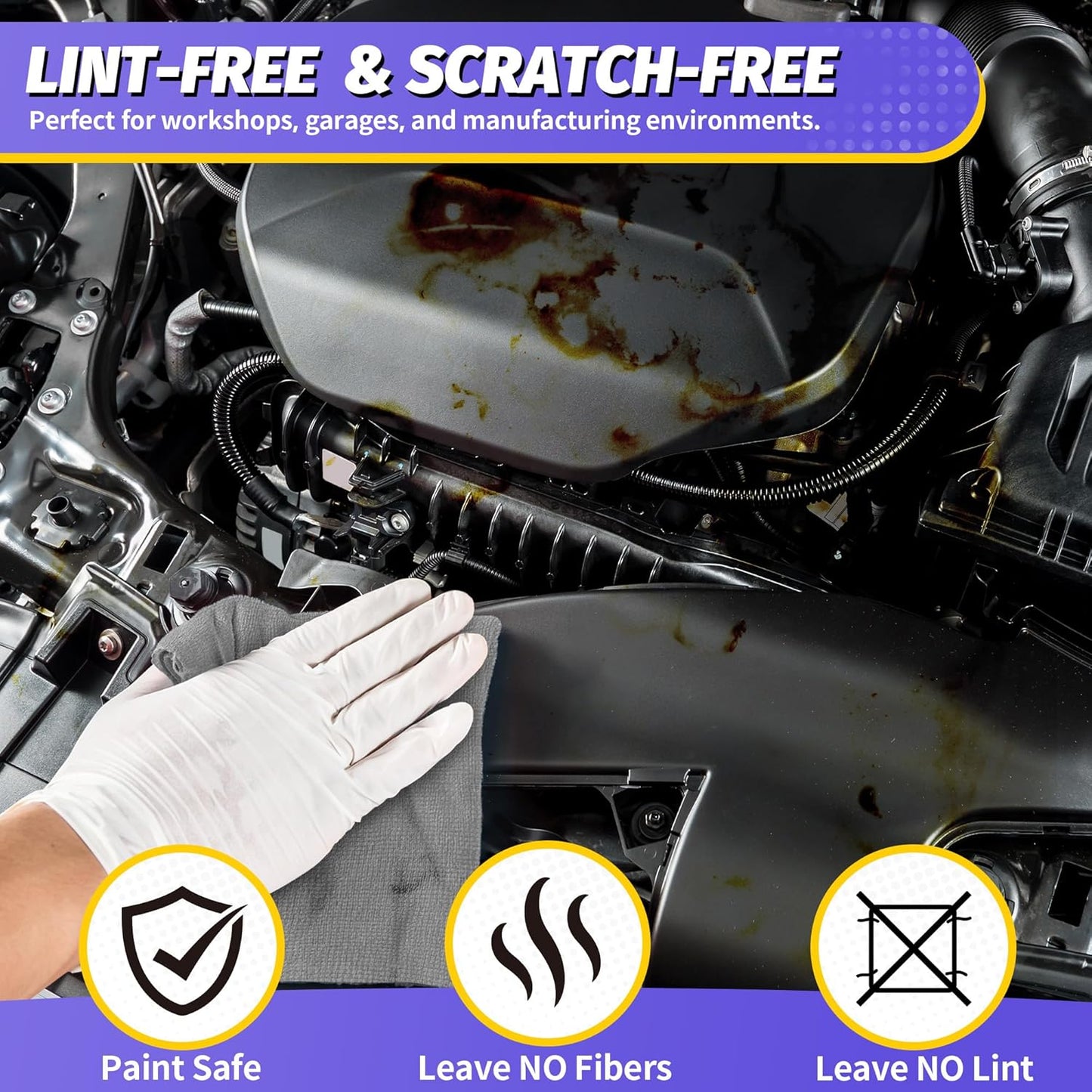 HOMERHYME Microfiber Cleaning Cloth,150 Pack Grey Cleaning Rags, Bulk All-Purpose Lint-Free Shop Towels Wipes, Commercial Micro Fiber Cleaning Towels Washcloth for Car Garage Housekeeping 11.5"*11.5"