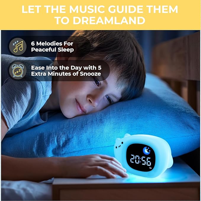 Bumble & Bright - OK to Wake Kids Alarm Clock with Nightlight & Sound Machine | 8 Colors, 6 Sounds, Snooze | Teaches Healthy Sleep Habits & Helps Kids Stay in Bed | Plug-in Powered (Corded)