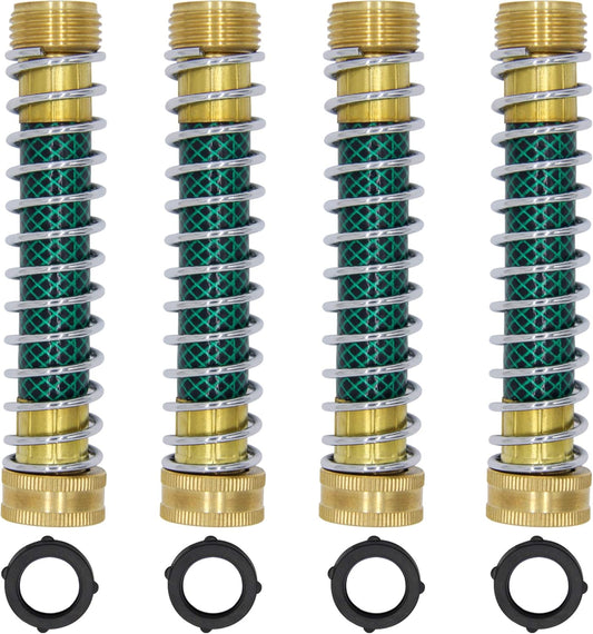 Garden Hose Extension Adapter, Hose Kink Protector with Coil Spring, 4 Pack
