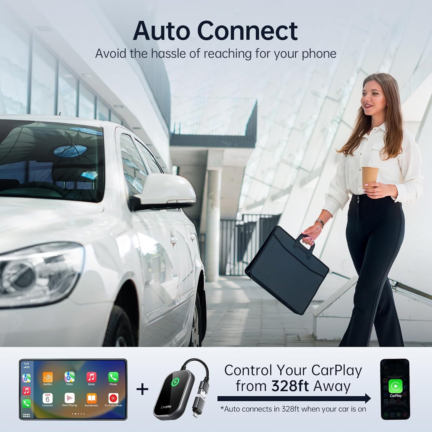 Wireless CarPlay Adapter for iPhone, Converts Wired to Wireless CarPlay Dongle 2024 Upgrade Zero Latency Plug & Play fit for Cars from 2017 & iOS 10+