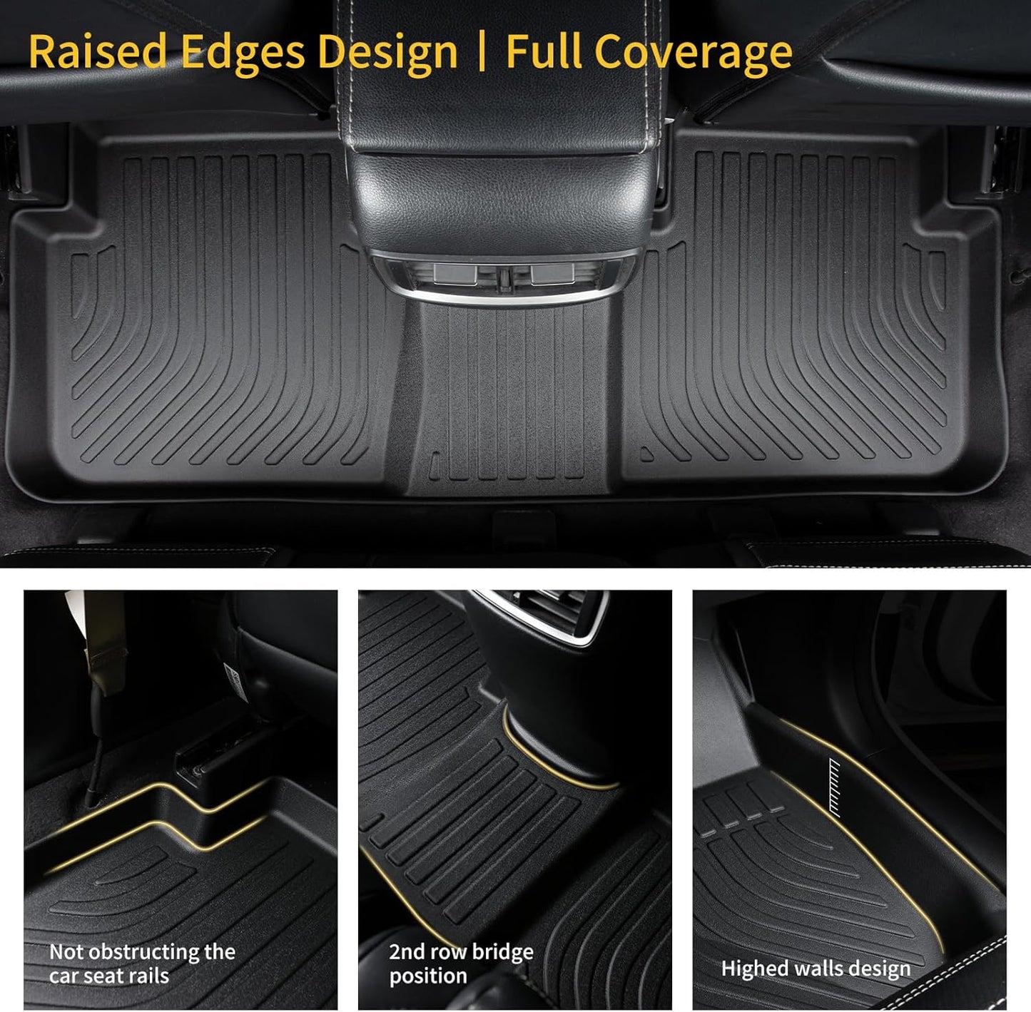 GINOWY-Floor Mats & Cargo Liner for Mini Countryman F60 2017-2024 (Not for Manual Transmission), TPE All Weather Countryman Car Mats Non-Slip Trunk Mat Floor Liners Waterproof Accessories Mats Black
