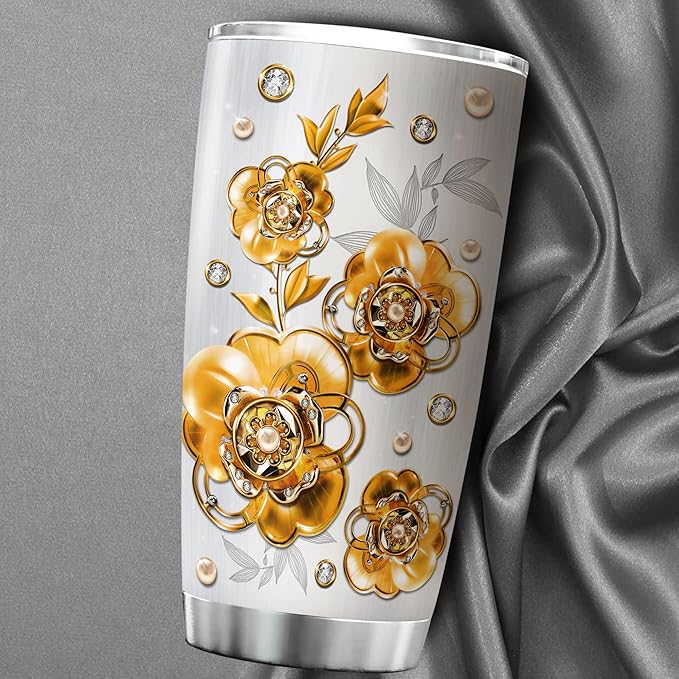 ZOXIX Flower Tumbler Cup Jewelry Style The Love Between A Mother And Daughter Is Forever Birthday Gifts For Mom From Daughter Floral Print Travel Mug Mothers Day Sentimental Gift