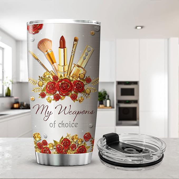 ZOXIX Makeup Lovers Gifts For Women God Says You Are Tumbler Flower Floral Stainless Steel Cup 20oz Mugs With Christian Sayings MUA Esthetician Gifts For Graduation Makeup Artist