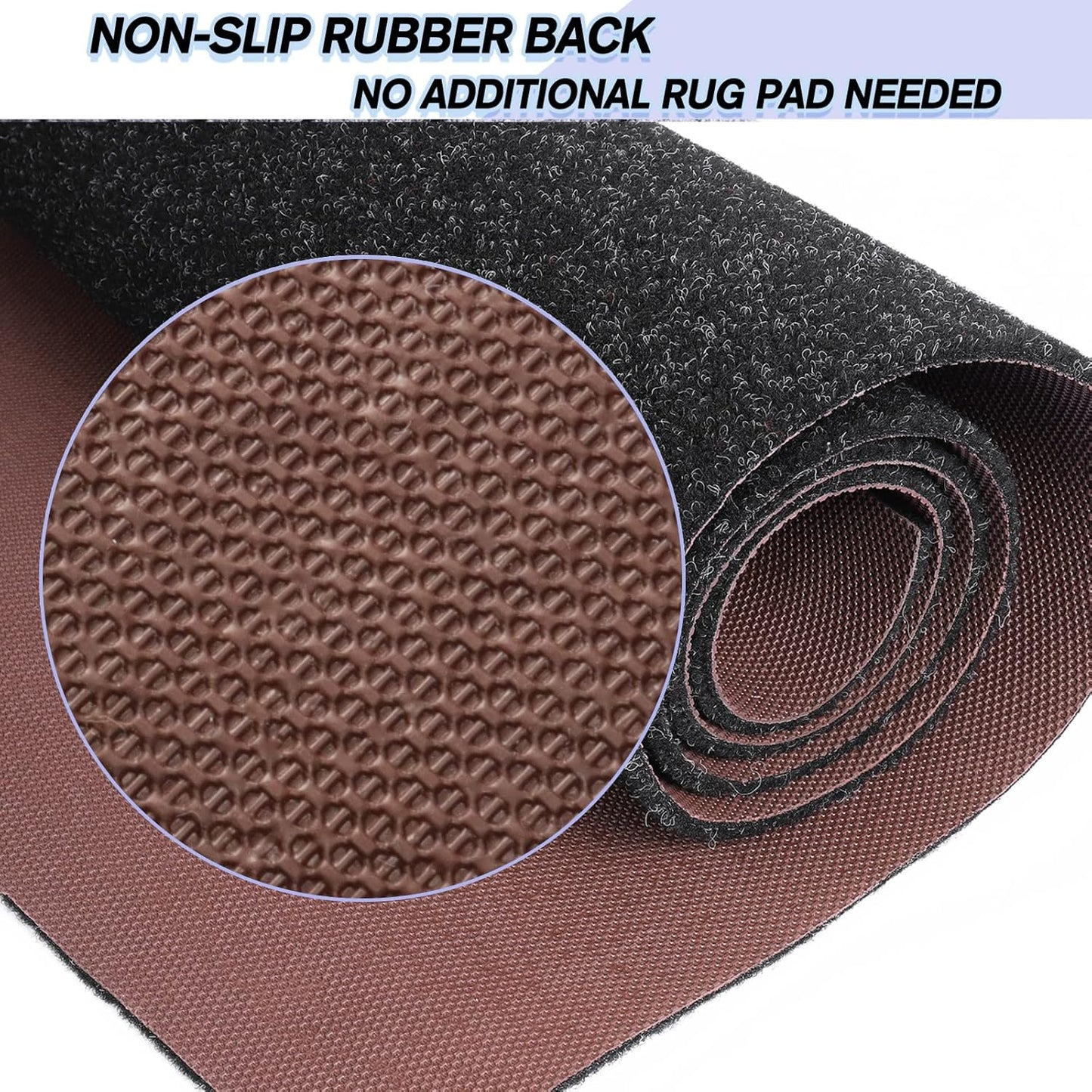 Custom Size Backed Non-Slip Area Rugs Runner, Easy Clean, Waterproof Runner Rugs for Hallway Entryway, Kitchen, Laundry, 4FT x 5FT, Black