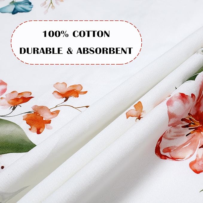 Watercolor Flower Tea Towels, Cotton Kitchen Towel 18.9 × 27.5 inch, Quick Drying Dish Cloth for Party Anniversary Holiday Decoration Housewarming Gifts