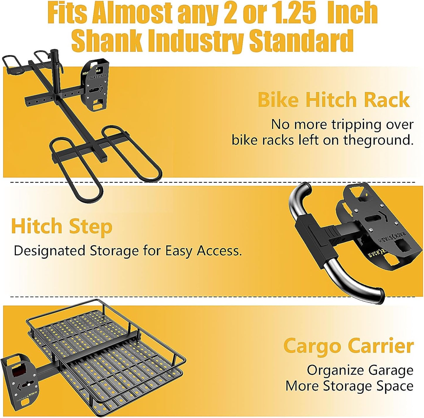 Hitch Wall Mount Bike Rack,Trailer Hitch Wall Mount Receiver Adjustable 1.25" to 2" for Garage Organization,Heavy Duty Hitch Wall Mount Storage Rack Hold 90lbs,Wall Mounted Hitch for Bike Rack/Cargo Carrier