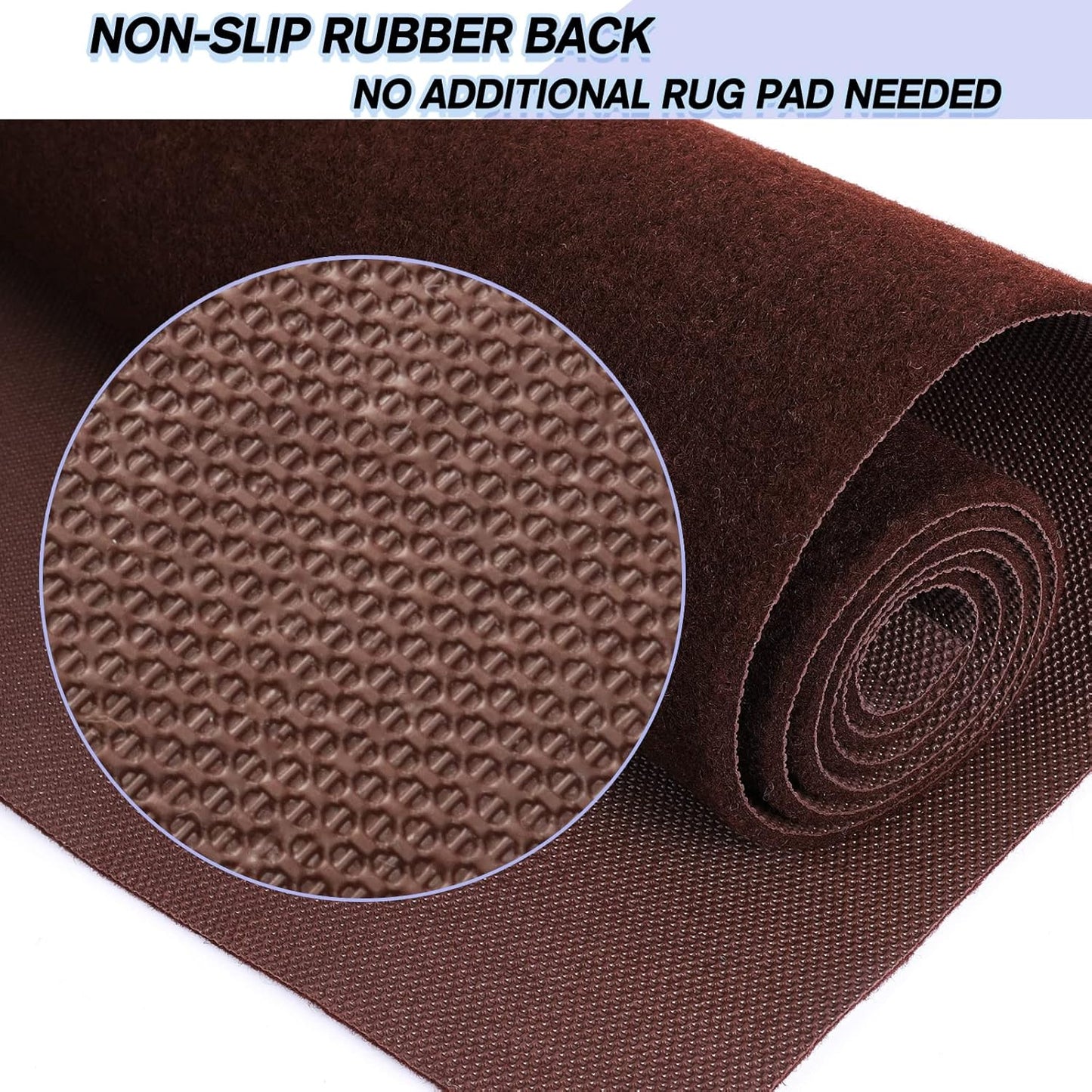 Custom Size Backed Non-Slip Area Rugs Runner, Easy Clean, Waterproof Runner Rugs for Hallway Entryway, Kitchen, Laundry, 4FT x 75FT, Brown