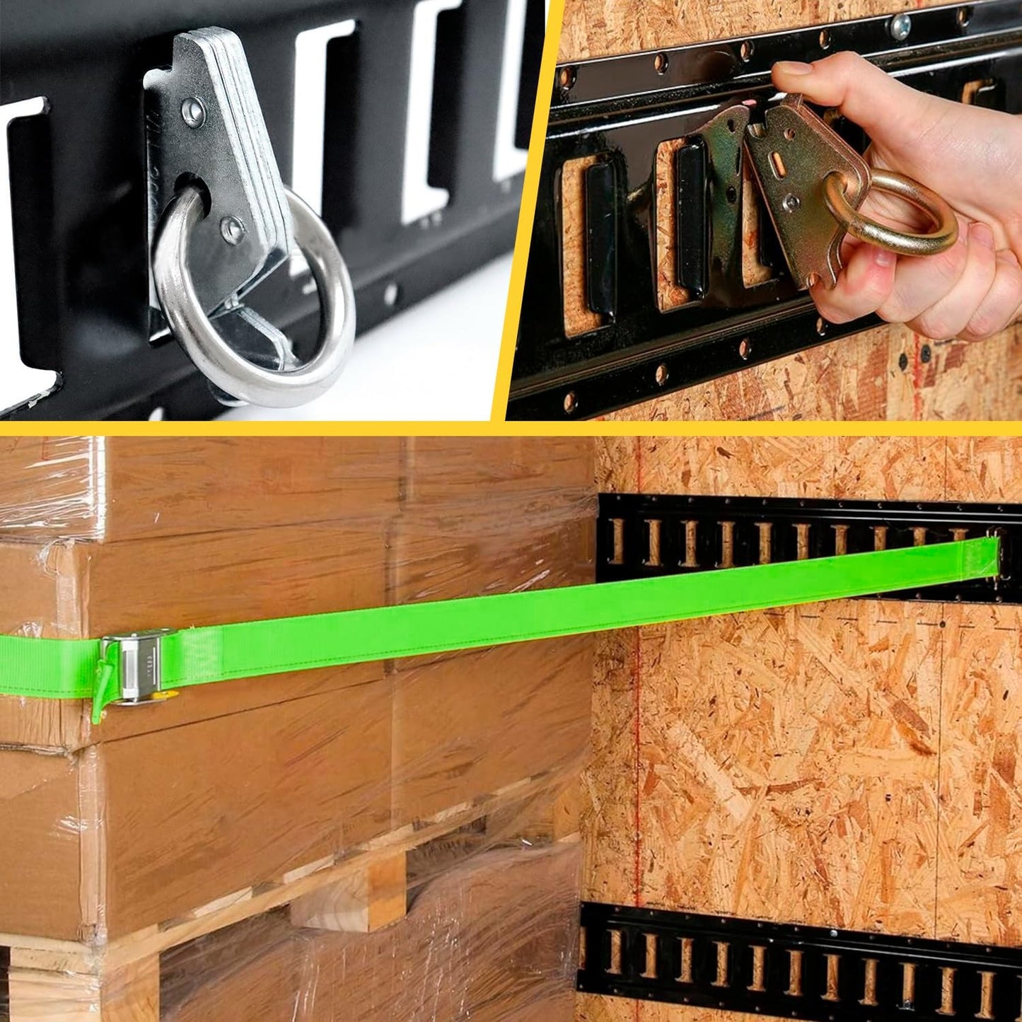 E Track 4'（4 Pack） with Powder-Coated Steel Trailer Tie Down for Garages, Trucks, Pickups, and Vans, E-Track Rail Reliable Cargo Restraint (Screws Not Included)