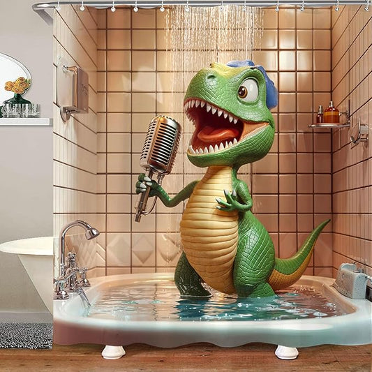 Yeoiat Funny Shower Curtain Dinosaur Shower Curtain Funny Decorative Shower Curtains for Bathroom Cute Shower Curtain Set with 12 Hooks Dinosaur02 72×72 Inches