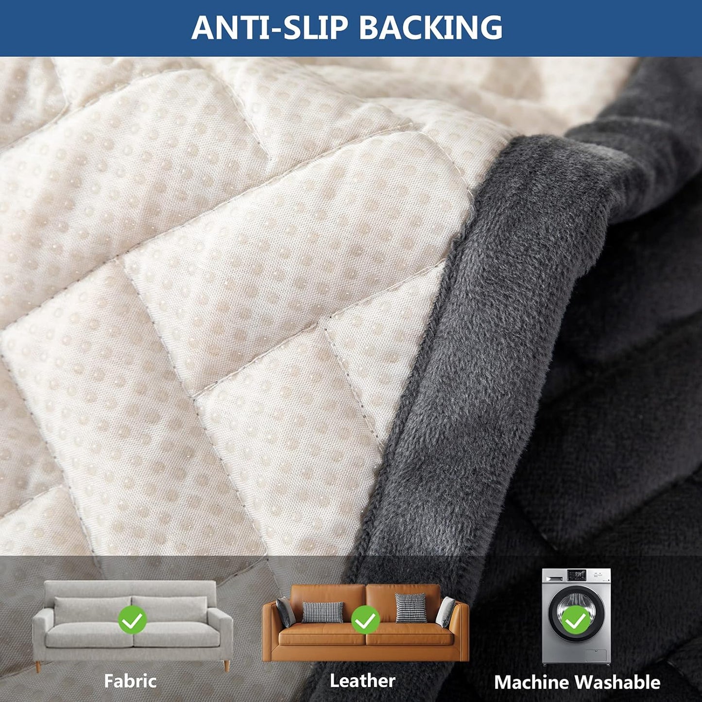 Eismodra Couch Cover,Sectional Couch Covers,Sofa Covers for 3 Cushion Couch,Anti-Slip Sofa Slipcovers for Dogs Cats Kids Loveseat Recliner L Shaped Armrest Backrest,Dark Gray 36''x63''(Only 1 Piece)