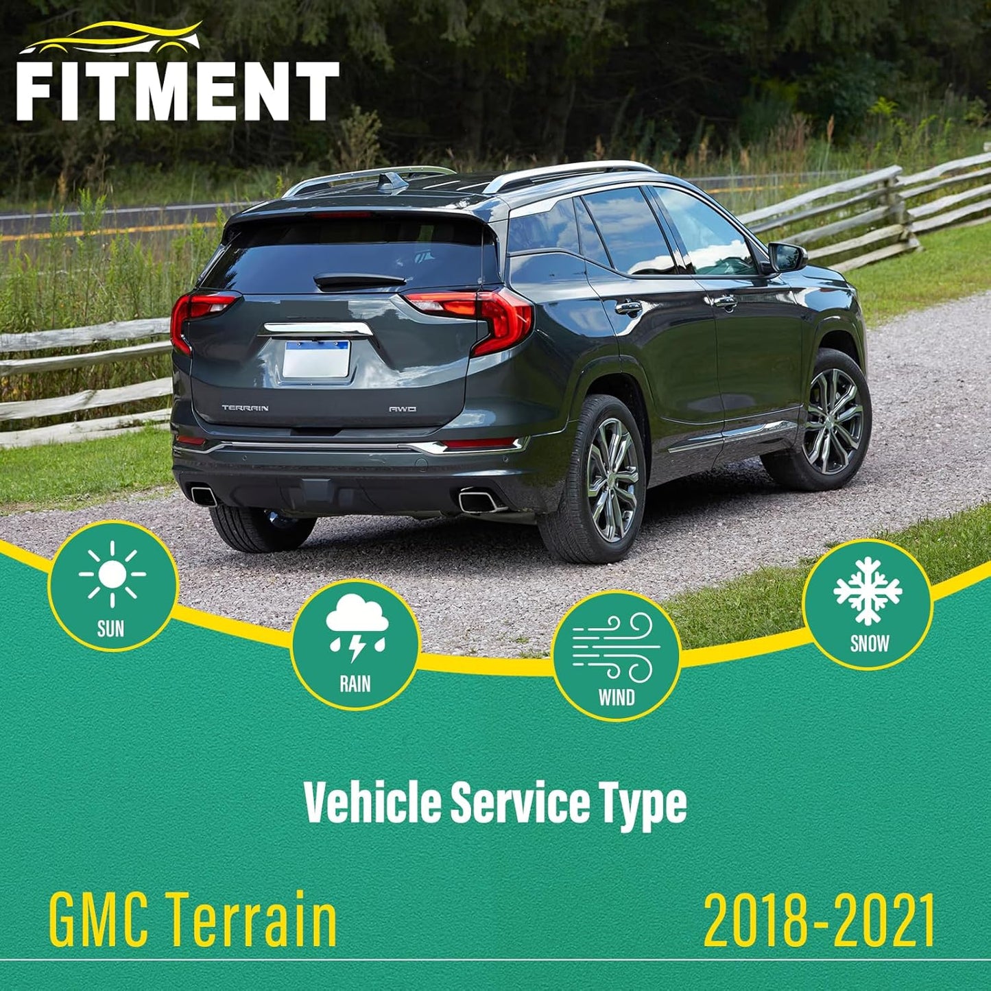 24" 18" 12" Windshield Wiper Blades Replacement for GMC Terrain 2018 2019 2020 2021 Premium All Weather Front Rear Wipers Set - OEM Quality (Pack of 3)