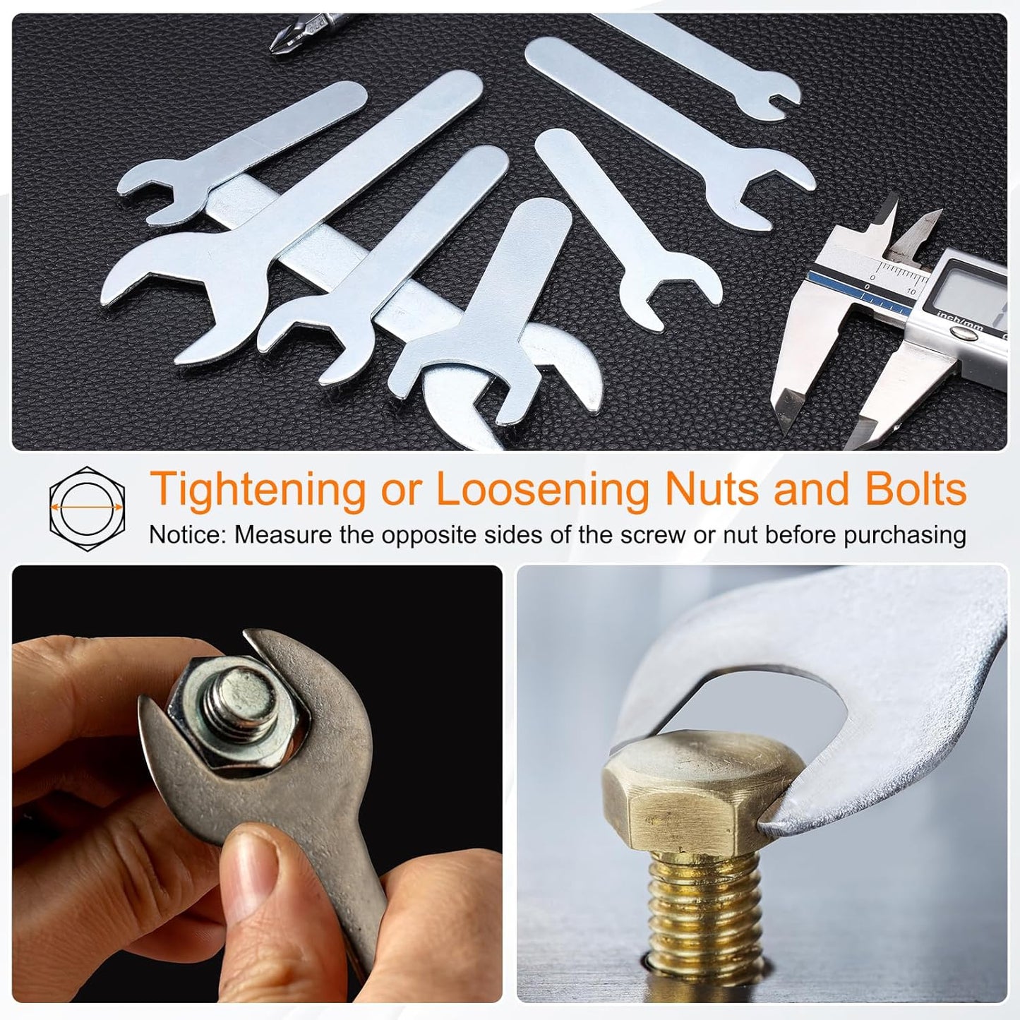 HARFINGTON 10pcs Small Wrench 15mm Open End U-Shaped Single Open Ended Spanner Super Thin Flat Head Galvanizing Wrench for Automotive Repair Furniture Assembly