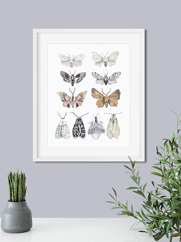 Watercolor Moths Art Prints - Vintage Nature Wall Art - Kitchen Wall Decor - Rustic Farmhouse Artwork - Butterfly Posters - Mariposas Decorativas - SET of 2-8x10 - UNFRAMED
