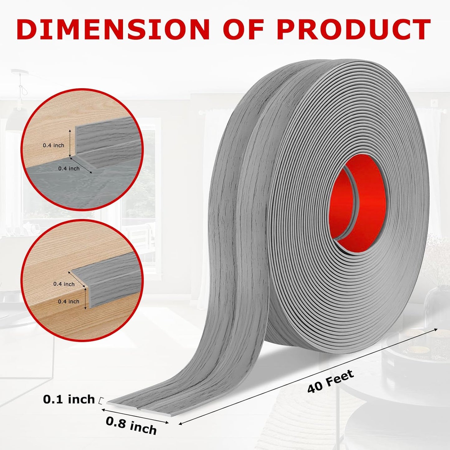 Flexible Wall Corner Protector Moulding Trim Peel and Stick Wall Corner Guards Edge Protector Self Adhesive Molding Trim Strip for Edge Ceiling (Light Gray Wood Grain, 0.8 in x 40 Ft)