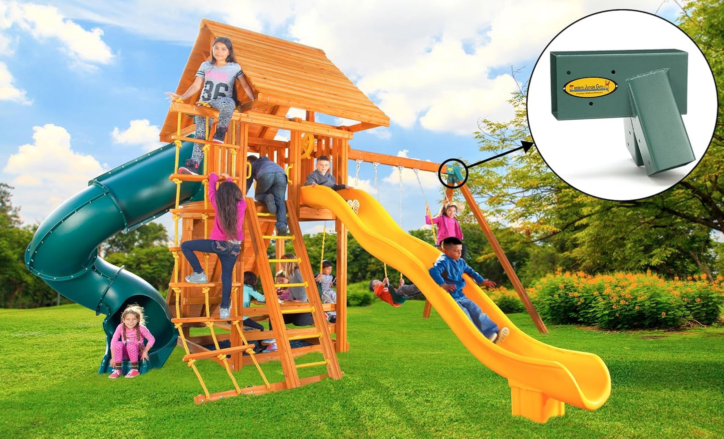 Eastern Jungle Gym Easy 1-2-3 A-Frame 2 Brackets for Swing Set with All Mounting Hardware, Green
