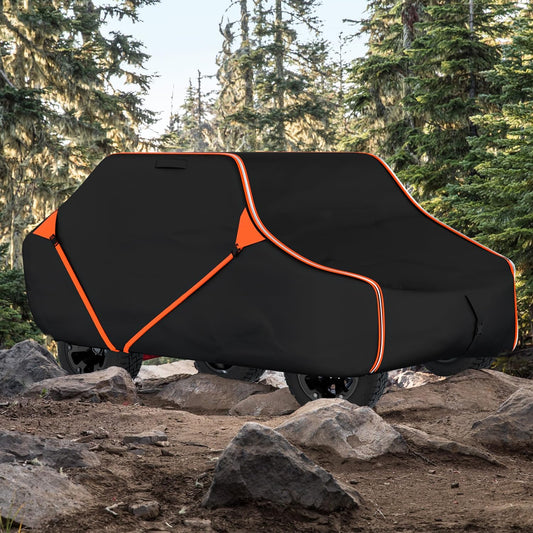 125 Inch UTV Cover for Polaris Ranger RZR, Can-Am Defender Maverick Commander, Yamaha Wolverine, Kawasaki Mule, Honda Pioneer, Black 600D Side by Side Cover Protection for 2-3 Seater UTV