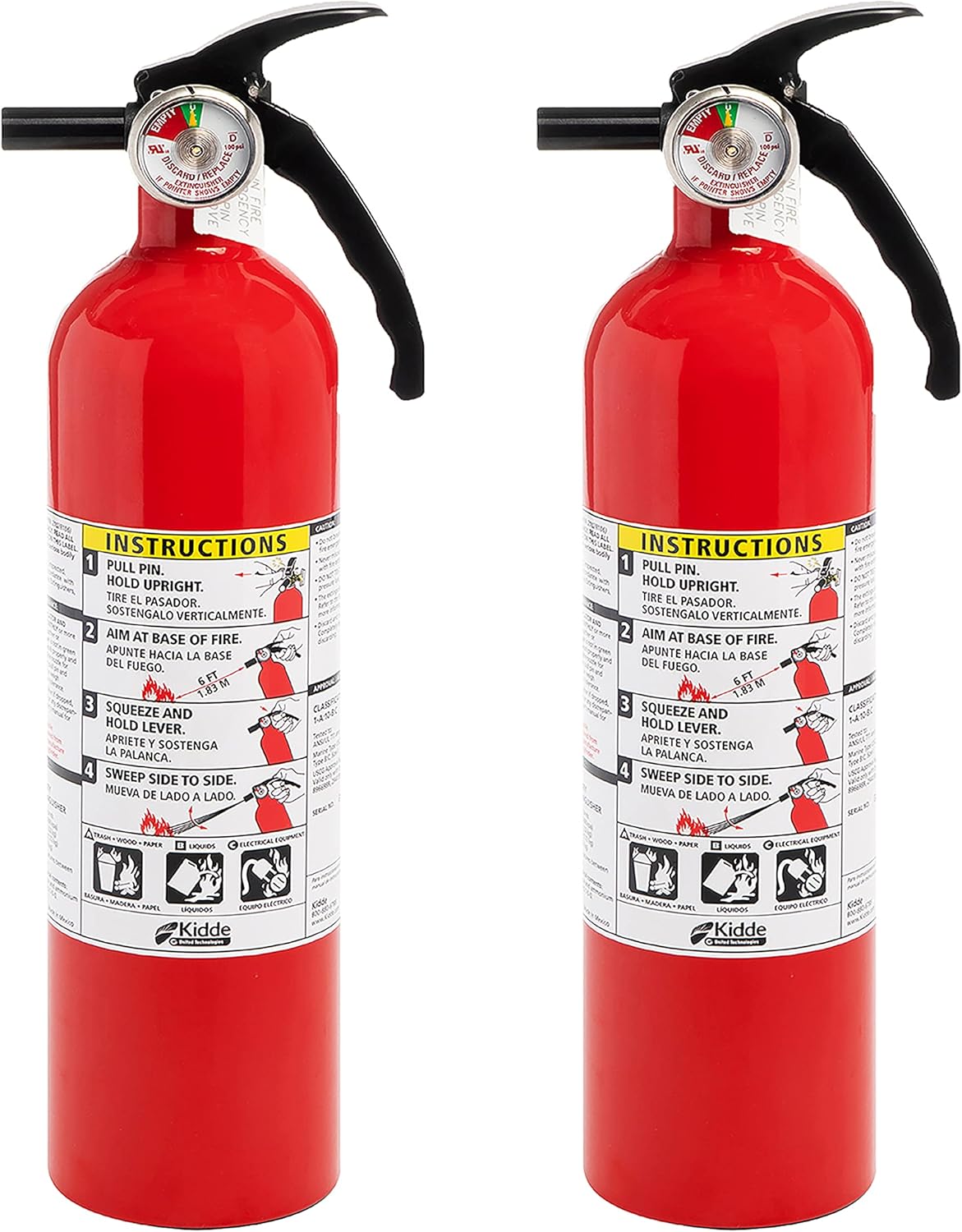 Kidde Auto Fire Extinguisher for Car & Truck, 5-B:C, 3.2 Lbs., Dry Chemical Extinguisher, Strap Bracket (Included) & Fire Extinguisher for Home, 1-A:10-B:C, Dry Chemical Extinguisher, Red
