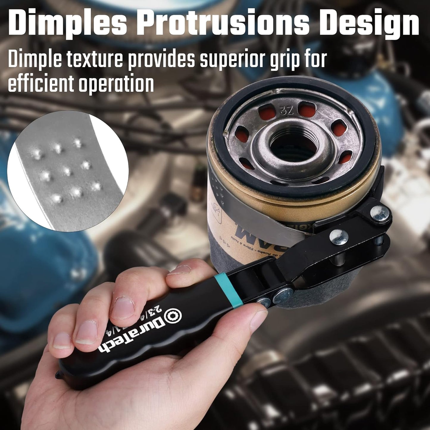 DURATECH Small Swivel Oil Filter Wrench, Oil Filter Removal Tool Fits Filters 2-3/4" to 3-1/4", Perfect for Car Repair Tools