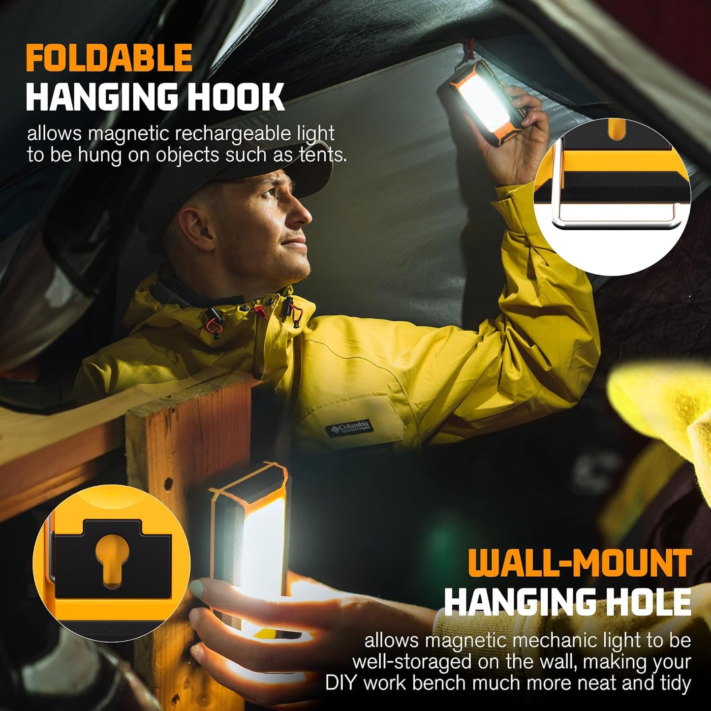 2 Pack 40W 1600LM LED Work Light, Rechargeable Portable Magnetic Flood Lights for Outdoor Camping Emergency Car Repairing and Waterproof Job Site Lighting