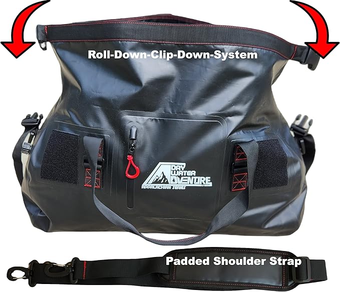 Waterproof Duffel Bag, Marine Grade (60 Liter/15.8 Gallon, Appalachian Series, Black)