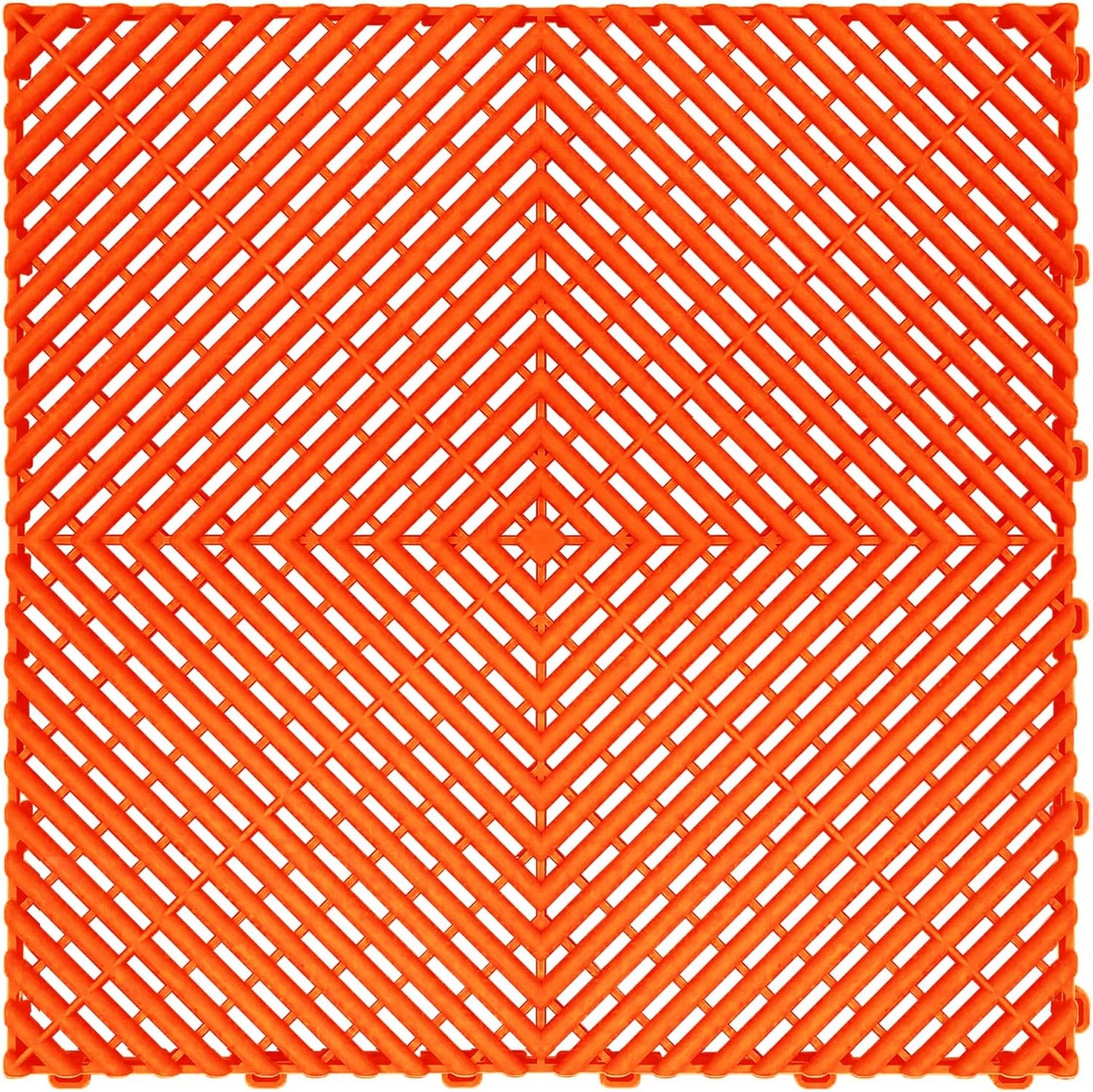 15.7"x15.7" Garage Flooring Tiles, Non-Slip Interlocking Plastic Garage Floor Mat, Garage Organization & Garage Storage, Vented Pattern (Orange, 25PCS)