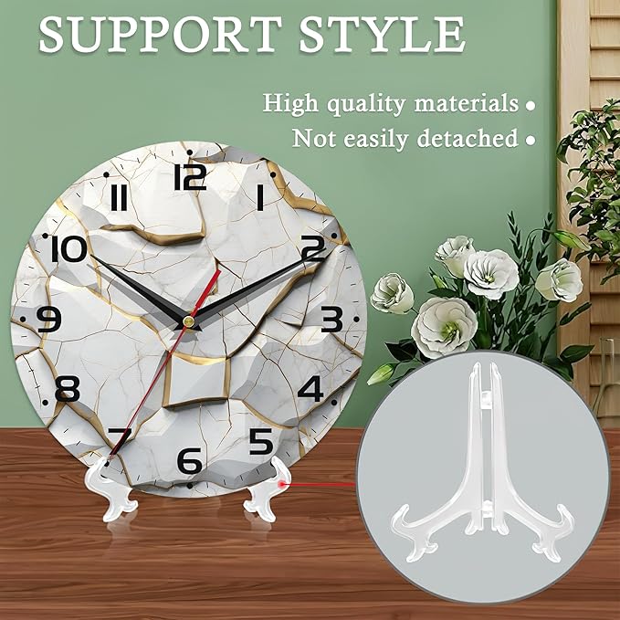 White Wall Clock,Marble Wooden Wall Clocks Art Hanging Silent Non-Ticking Wall Clock Battery Operated Round Home Arabic Numeral Decorative Wall Clocks 10 Inch