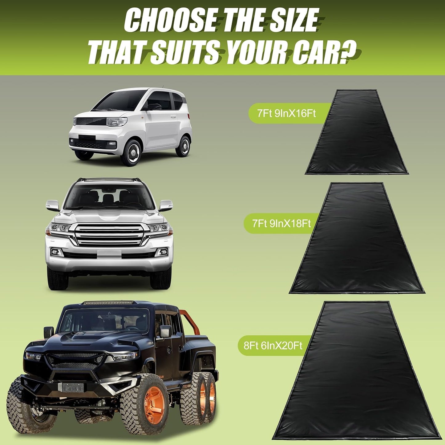 Garage Floor mat for SUV/Truck Containment Garage Car Mat for Snow Mud Rain(8ft 6in x 20ft) Black