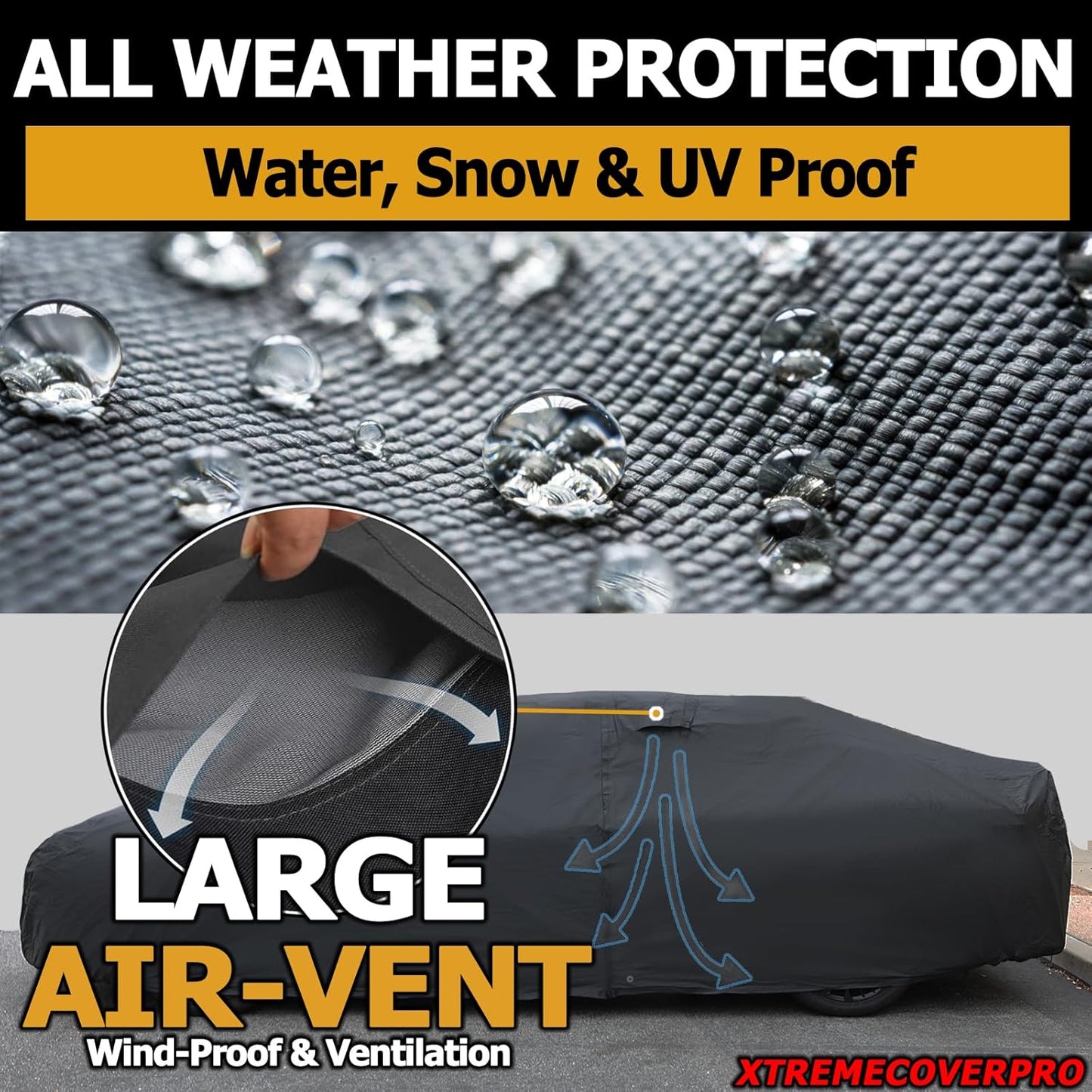 All Weather Waterproof car Cover Good for rain Snow uv Protection dust mid-Size Hatchback Big Wing sti Impreza Jetta Wagon Prius Black