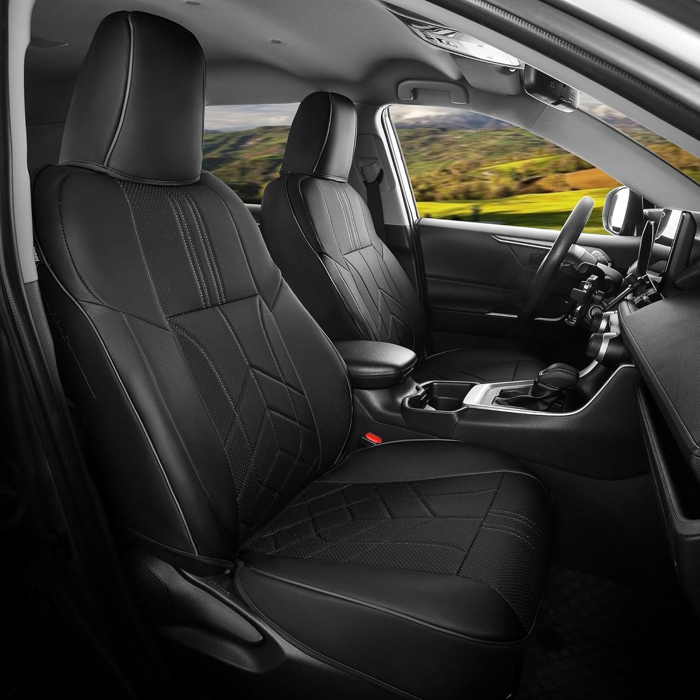 for Toyota RAV4 Seat Covers 2013 2014 2015 2016 2017 2018 RAV 4 XLE SE Limited Platinum Adventure (not for LE&Hybrid) - Custom Leather Car Seat Covers Full Set - Black