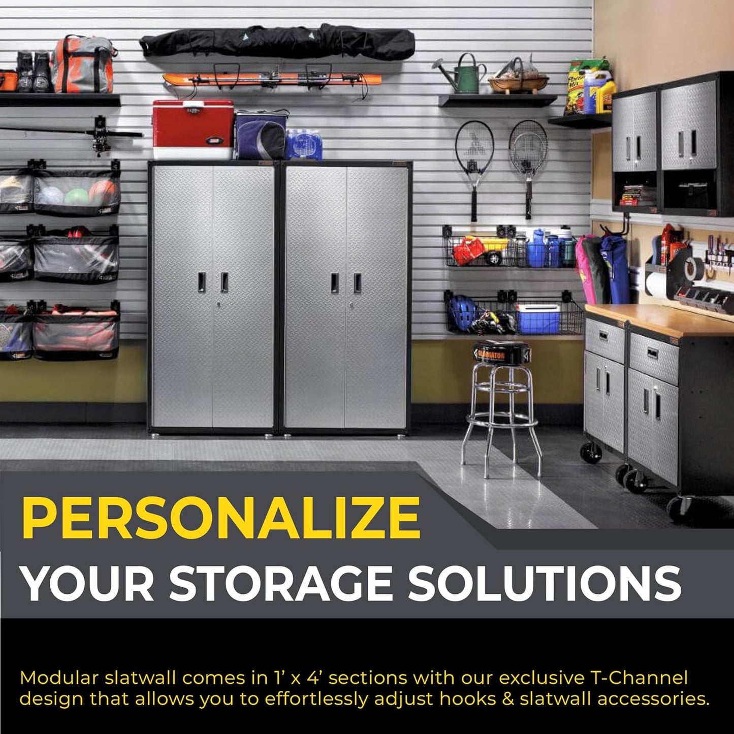 DLDIRECT Slatwall Panel Garage Wall Organizer: Heavy Duty Mounted PVC Rack, Interlocking Slat Paneling for Storage, Board, Shelves System -Black (2’H x 4’W)