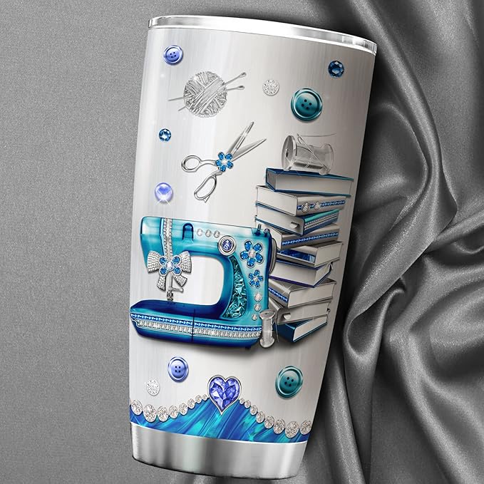 ZOXIX Book Lover Coffee Tumbler Once Upon A Time There Was A Girl Who Really Loved Books And Sewing Gifts For Quilters And Sewers Sewing Lovers Gift Stainless Steel Travel Cup 20oz