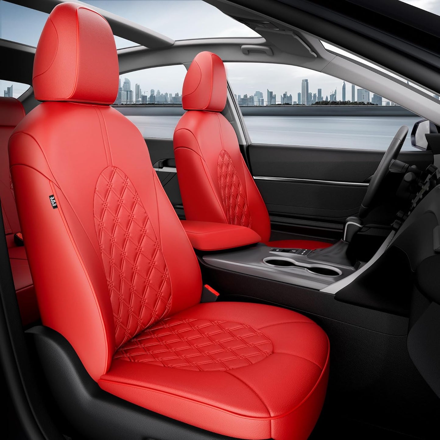 for Toyota Camry Seat Covers LE SE SE Nightshade 2018 2019 2020 2021 2022 2023 2024 - Custom Car Seat Covers Full Set, Waterproof Breathable Leather Seat Covers for Cars, Red Not for Hybrid