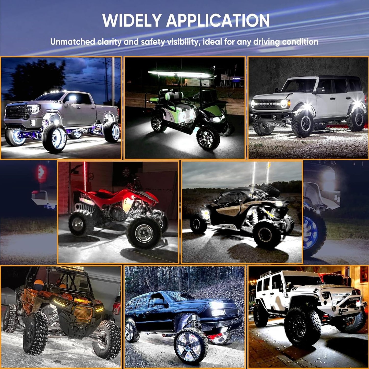 Honalia Pure White Rock Lights 4 Pods, 6000K White LED Rock Lights Kits with Switch