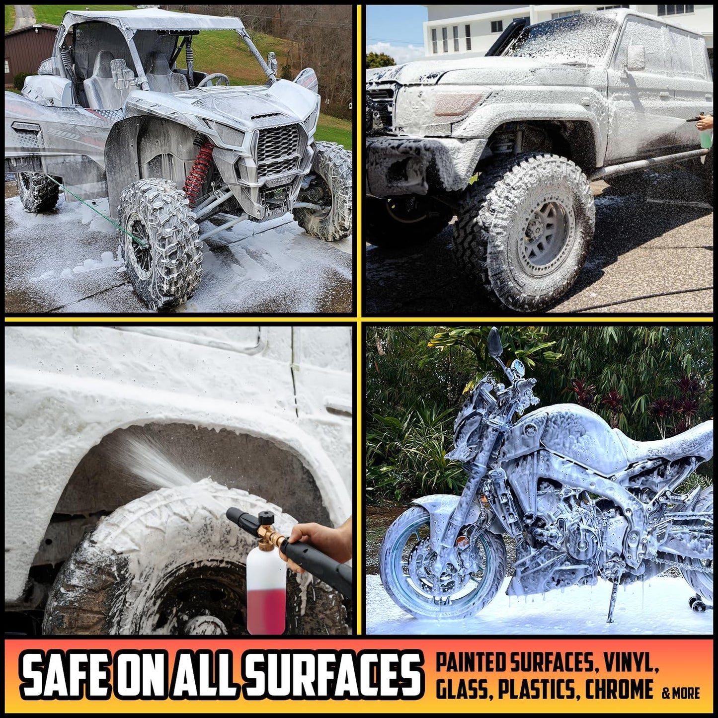 Foam Boost Off-Road & ATV Wash Soap – Heavy Duty pH-Balanced Car Wash for Trucks, UTVs, RVs & Dirt Bikes – Quick Rinse, No Residue – Works with Foam Cannons, Guns & Buckets – 64 fl. Oz.