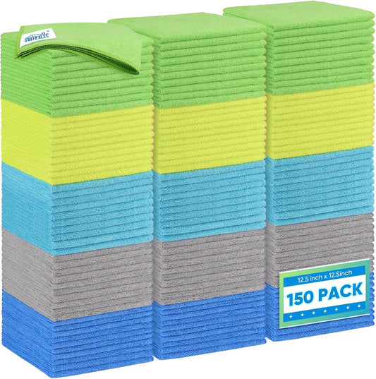 HOMEXCEL Microfiber Cleaning Cloth 50 Pack, 12.5 x 12.5 inch Microfiber Towels for Cars, Ultra Absorbent Car Washing Cloth, Lint Free Streak Free Cleaning Rags for Car, Kitchen, and Window, Multicolor